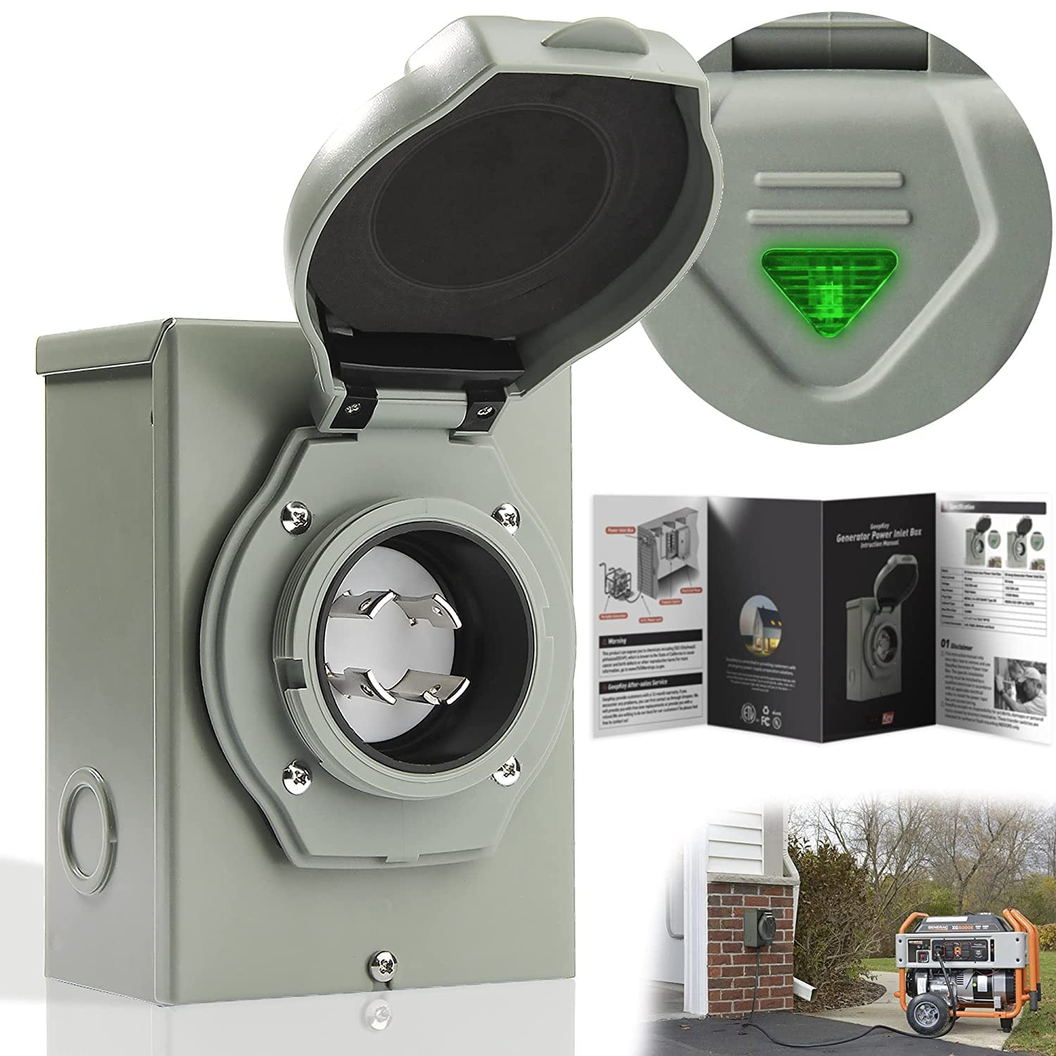 Maierzi 30 Amp Power Inlet Box, NEMA 3R Power Inlet Box, NEMA L1430P