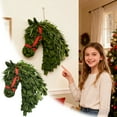 thumbnail image 2 of Horse Head Wreath Farmhouse Front Door Handmade Seasonal Greenery with Red Bow for Outdoor Spaces and Barn, 2 of 7