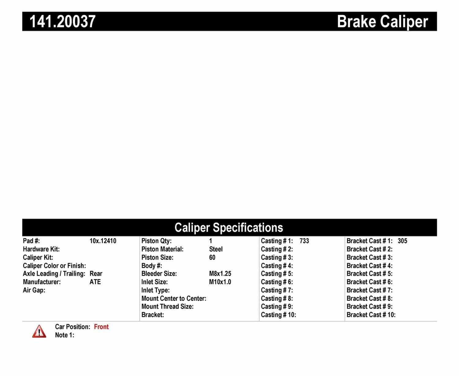 FVP Professional 141.20037 Centric Semi-Loaded Brake Caliper