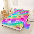 thumbnail image 2 of Manfei Dreamy Star King Sheets, Gradient Glitter Rainbow Bedding, Hot Pink Blue, 4 Pieces, 1 Flat Sheet, 1 Fitted Sheet and 2 Pillowcases, 2 of 6