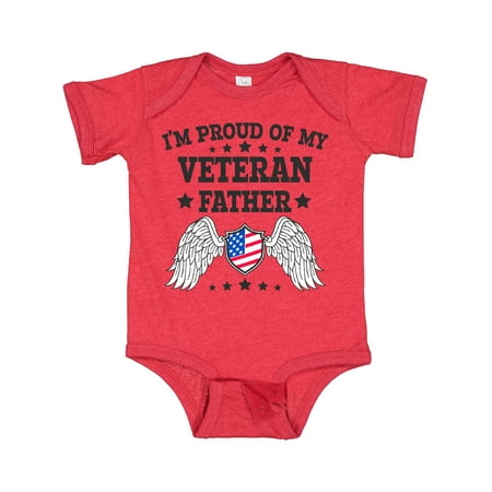 

Inktastic I m Proud of My Veteran Father with Shield Gift Baby Boy or Baby Girl Bodysuit