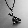 thumbnail image 2 of HZMAN Baseball and Baseball Bat Cross Sports Stainless Steel Pendant Necklace 22+2'' Chain (Basketball - Black), 2 of 6