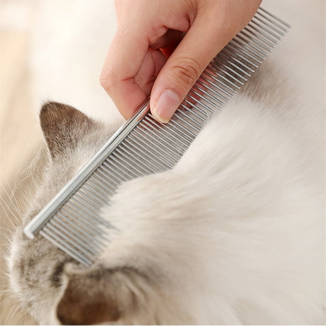 TIMIFIS Cat Pet Supplies Pet Comb Long Hair Grooming Stainless Steel Comb Open Knot Steel Comb Ragdoll Dog Face Comb Dense Straight Rows Of TeethFall/Winter