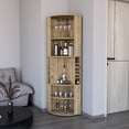 thumbnail image 2 of Beige Bar Cabinet With Elevated Glass Rack And Materials For Home Bars Living Room In Particle Board Structure Build, 2 of 4