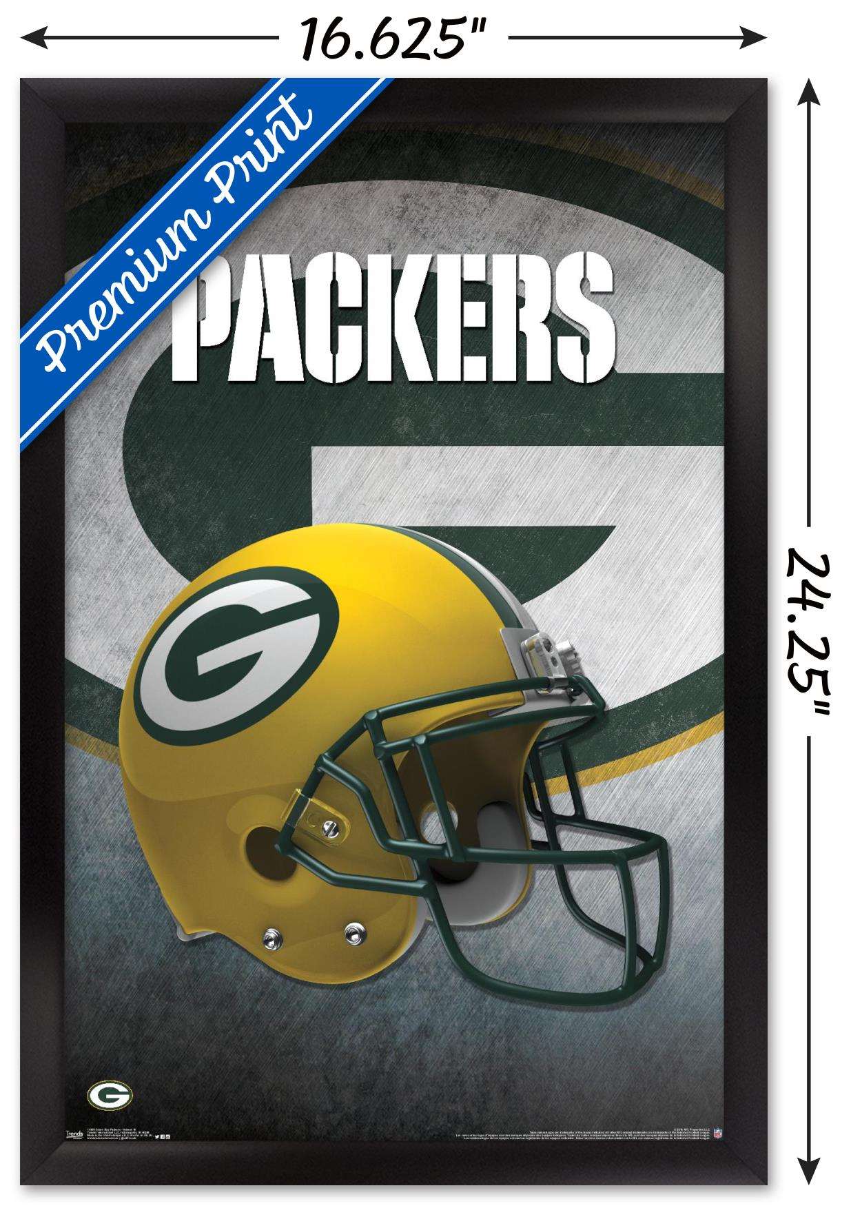 NFL Green Bay Packers - Helmet 16 Wall Poster, 14.725" x 22.375", Framed