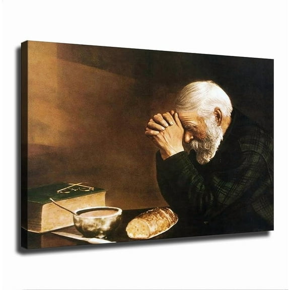 Daily Bread Man Praying Grace Canvas Poster Modern Aesthetic Picture Wall Art Home Office Decoration Painting Holiday