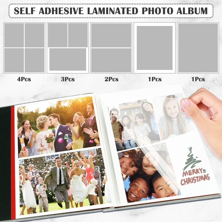 Photo Album Self Adhesive Pages Scrapbook Magnetic Photo Albums for 4x6 5x7  8x10 Pictures Sticky Pages Books for Baby Family Wedding 11x10.6 Orange 60