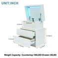 LED Nightstand Set of 2, White Bedside Table with High Gloss Drawers