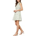 thumbnail image 4 of Vestido Casual de Verano Floral con Volantes y Cuello en V de Manga Corta para Mujeres Chic en Beige y Blanco, 4 of 6
