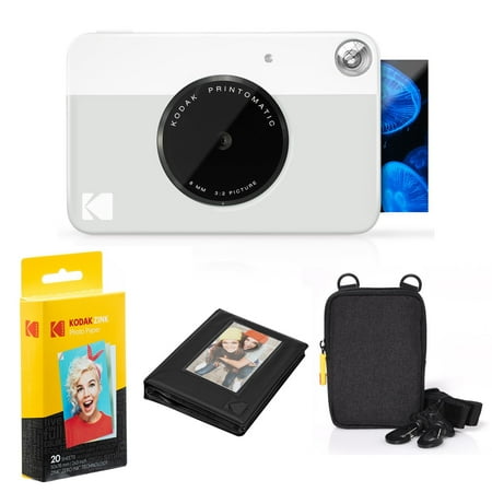 KODAK Printomatic Instant Print Camera Point & Shoot 5MP ZINK Zero Ink Flash MicroSD Grey