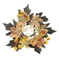 thumbnail image 2 of Eolstice Pumpkin Maple Leaf Berry Candle Holders, Thanksgiving Halloween Scented Wreath, Table Centerpiece Decor, Fall Festival Decorative Ring, 2 of 6
