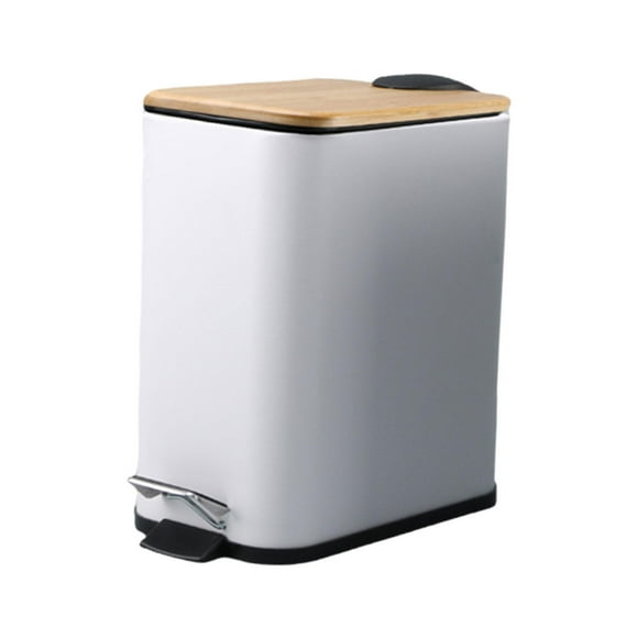 Cubo de basura con pedal y tapa, delgado, organizador de papel, 5 l blanco