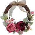 thumbnail image 1 of Corona para puerta, peonía artificial que no se decolora, 10,2 pulgadas, colgante decorativo para puerta de entrada, primavera, verano, pared o ventana, rojo rosa, cm, 1 of 5