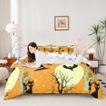 thumbnail image 2 of Homewish Vintage Silhouette Halloween Twin Duvet Cover,Owl Tree Witch Hat Pattern Twin Bedding,Cream Orange Black,Halloween Reversible,2-Piece,1 Duvet Cover and 1 Pillowcase, 2 of 5