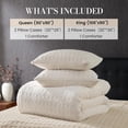 thumbnail image 6 of Waffle Comforter Queen Set, Beige Fluffy Fleece Bed Set, Super Warm Fluffy Plush Bedding Set for Winter, 3 Pieces,1 Cozy Comforter and 2 Pillowcases, 6 of 8