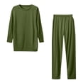 thumbnail image 6 of Mifsaly Soft Pajama Set for Women Crewneck 3/4 Sleeve Tops and Relaxed Fit Pants with Pockets Breathable Comfy Casual Pajamas Sleepwear Army Green,S, 6 of 8