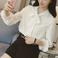 thumbnail image 3 of Women Bow Long Sleeve French Style Casual Vintage Female shirt, 3 of 10