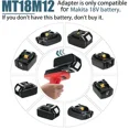 thumbnail image 4 of Convertidor Adaptador para Makita Convertidor de Batería Li-Ion de 18V para Reemplazo de Máquina Milwaukee 12V 2470-21 2471 2471-20 2471-21, 4 of 6