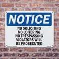 thumbnail image 5 of No Soliciting No Loitering No Trespassing OSHA Notice Aluminum Sign 14 Inch x 10 Inch - 5 Pack, 5 of 8