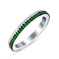 thumbnail image 2 of Full Eternity Stackable Band Green Emerald CZ 925 Sterling Silver Size 9, 2 of 3