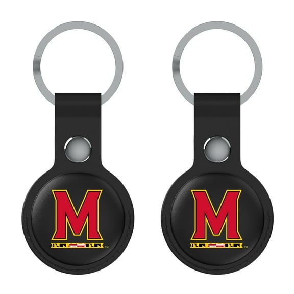 Keyscaper Maryland Terrapins Black Leatherette AirTag Holder 2-Pack