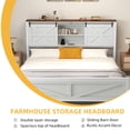 thumbnail image 4 of Dextrus Rustic Wooden King Bed Frame with Bookshelf Headboard, Sliding Barn Door, and Built-in Charging Station, White Farmhouse Platform Bed, No Box Spring Required, 4 of 5