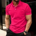 thumbnail image 5 of Mens Polo shirt with Pocket Short Sleeve Collared Golf Shirt Quick Dry Performance Athletic Polos Hot Pink M, 5 of 5