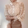 thumbnail image 4 of Women Elegant Lace Trim Shirts Casual Victorian Blouse Long Sleeve Button Down Tops Color XXL, 4 of 8
