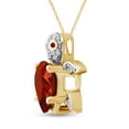 thumbnail image 2 of AFFY Pear Shape Simulated Garnet & White Cubic Zirconia Turtle Pendant in 14k Yellow Gold Over Sterling Silver, 2 of 7