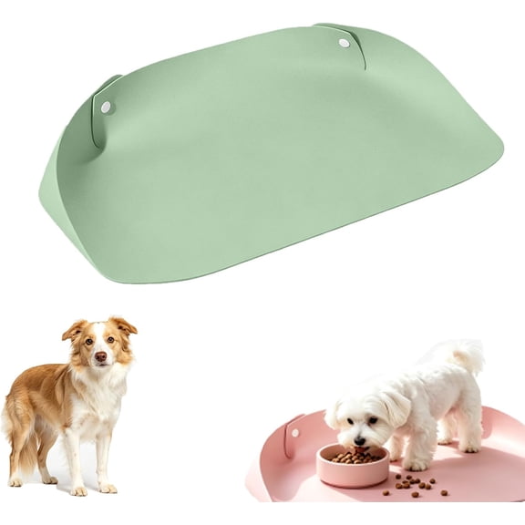 GASYLL Dog and Cat Food Mat,Leather Pet Placemat, Waterproof Non-Slip PU Leather Feeding Mat for Cats Small Dogs, Half-Wrap Spill-Proof Raised Edge Durable Floor Protector Easy Clean (Green)