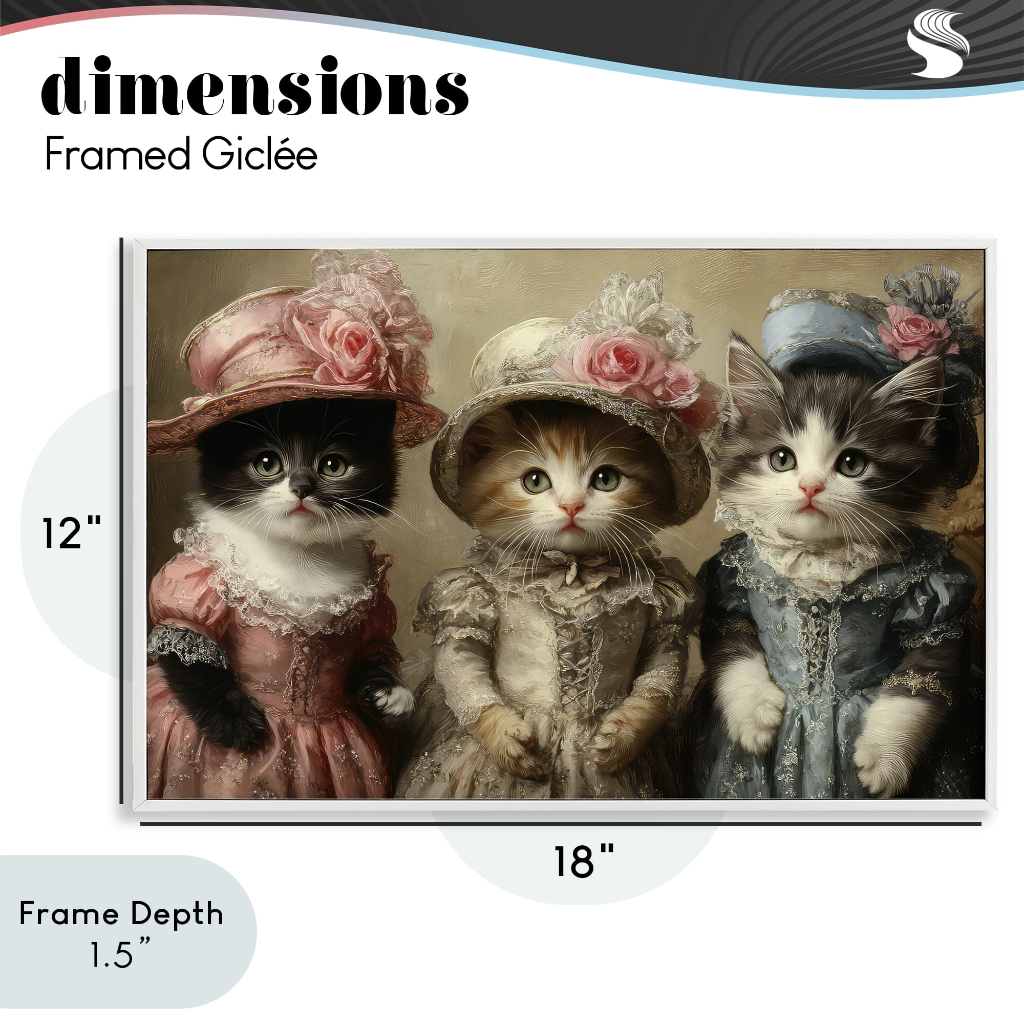 Stupell Industries Vintage Dress Cats White Framed Giclee Art, design by The Wands Want