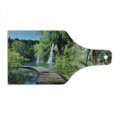 thumbnail image 1 of Lake Theme Cutting Board, Pattern of a Boardwalk Through the Waterfalls of Plitvice National Park Croatia, Decorative Tempered Glass Cutting and Serving Board, in 3 Sizes, by Ambesonne, 1 of 2
