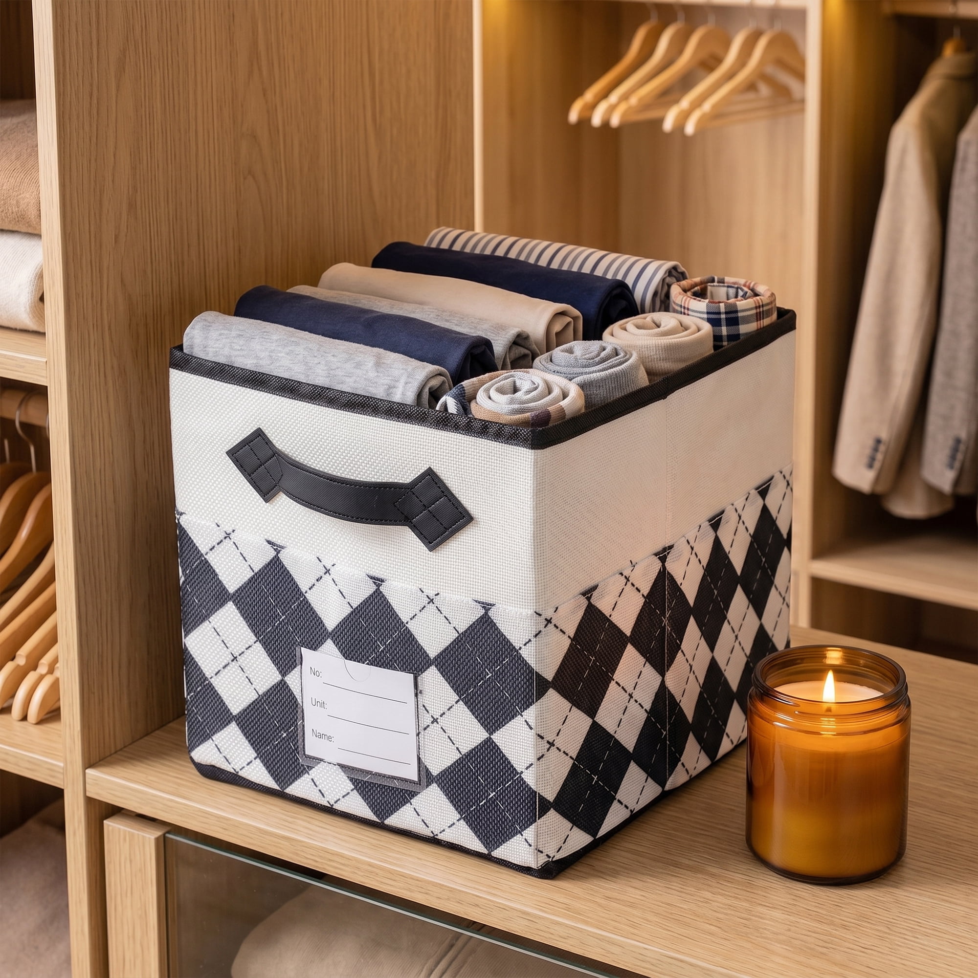 Unique Bargains Cube Collapsible Storage Basket for Organizing Clothes Books Light Black