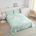 thumbnail image 3 of Cute Flower Comforter Set Queen Size, Botanical Theme Floral Print Bedding Set Room Decor, Watercolor Daisy Quilt Set Soft Polyester Duvet Set, 3 of 6