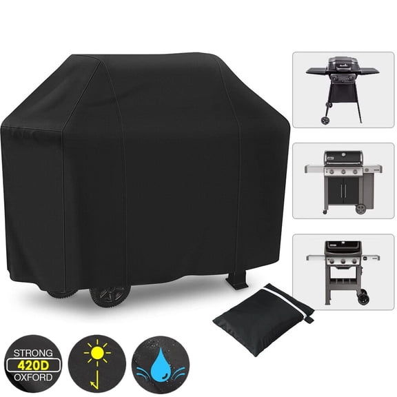 AYAMAYA 48 Inch Waterproof BBQ Gas Grill Cover, Heavy Duty Outdoor Barbecue Cover UV & Fade Resistant, Compatible with Weber Spirit II 200 E-210, Black