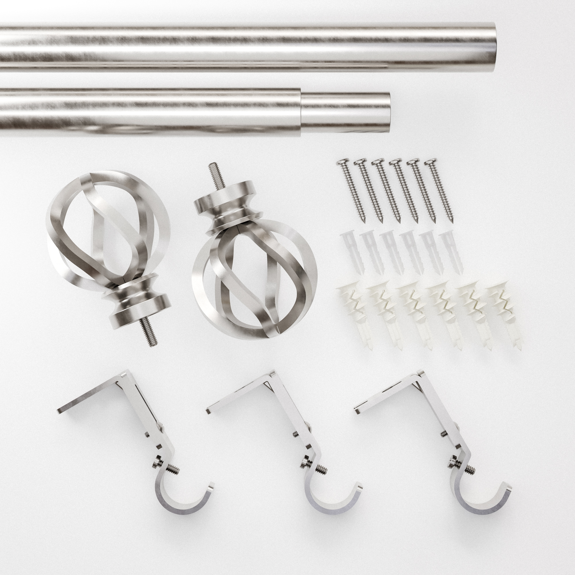 Better Homes & Gardens 1" Plated Nickel Cage Adjustable Single Curtain Rod Set 42-120"