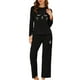 thumbnail image 2 of Conjuntos de lounge para mujeres INSPIRE CHIC, camisetas de manga larga con estampado de gatos y pantalones, pijamas con bolsillos, color negro, 2 of 6