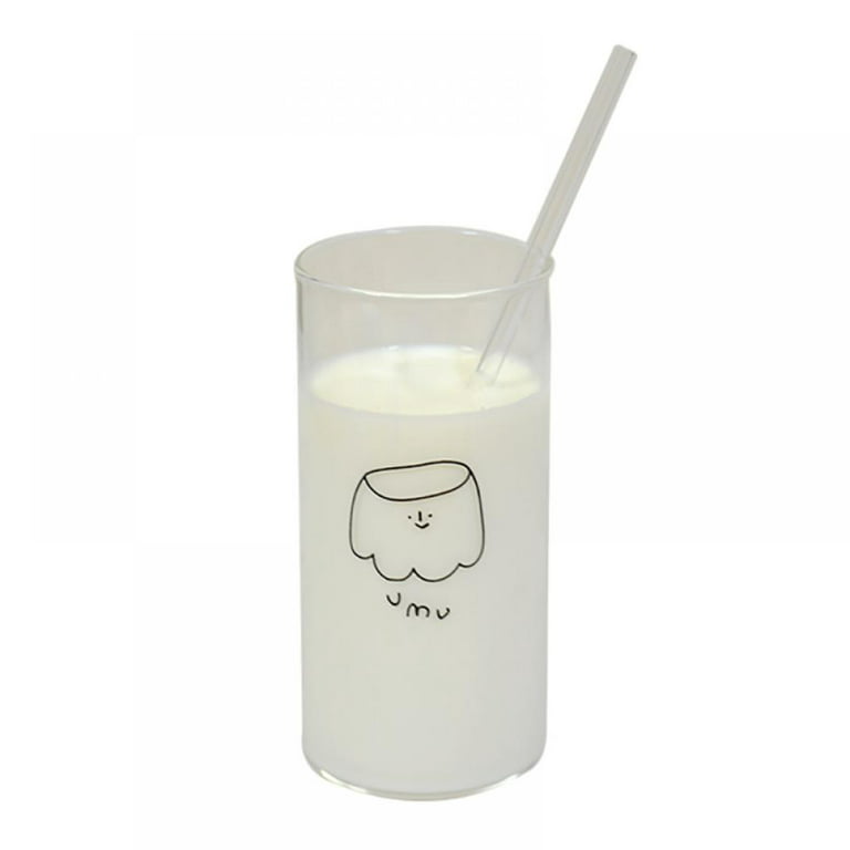 Glass Tumbler with Straw 13.5oz, Cute Glass Water Bottle Glass Cup with  Straw
