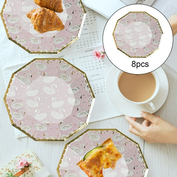 8 platos desechables rosas vajilla elegante degradable platos de papel para graduacion de cumpleanos compromiso despedida de soltera boda Macarena Plato de cena desechable Walmart en linea