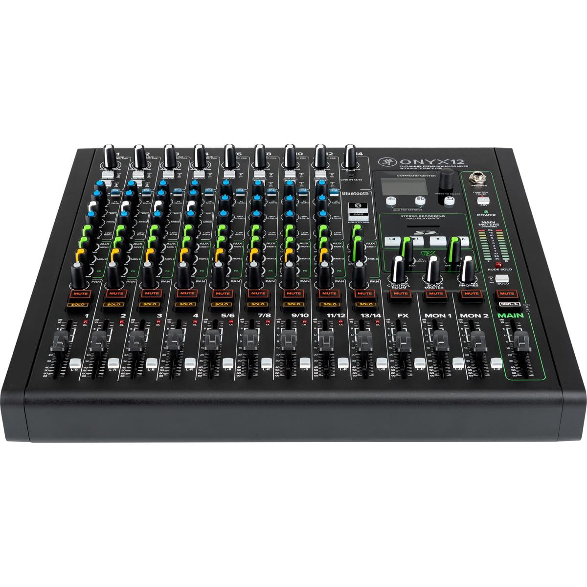 Mackie Onyx 12-Channel Premium Analog Mixer with Multi-Track USB, Bundle with TAPH100 Headphones and 4x 50' XLR Microphone Cable
