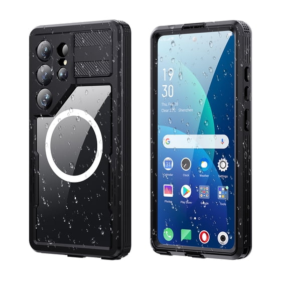 Sanwo for Samsung Galaxy S26 Ultra Case, Waterproof Shockproof Magnetic Case with Built-in Screen Protector, MagSafe Compatible Heavy Duty Protective Cover, Black