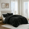 thumbnail image 4 of Regency Heights Full/Queen Size Comforter Sets, Black Fluffy Ribbed Plush Bedding Set, 3-Piece Faux Fur Ribbed Bedding Comforter Set, 4 of 10