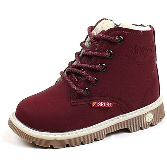 Baby Kids Boots - Boys Girls Rubber Sole PU Leather Shoes Hiking Ankle Boots Toddler/Little Kid