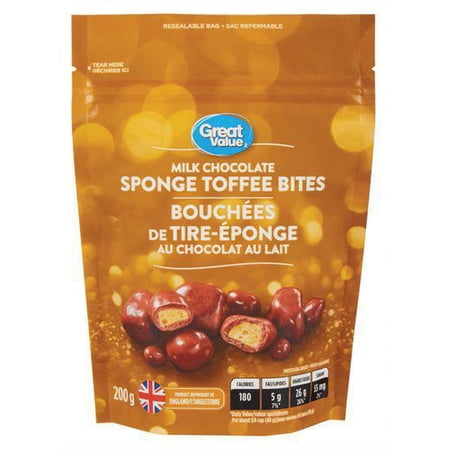 Great Value Milk Chocolate Sponge Toffee bites, Chocolate & Toffee ...
