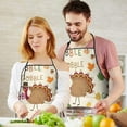thumbnail image 4 of Happy Thanksgiving Turkey Fall Leaves Apron-Garden Aprons for Women with Pockets-Cotton Linen Waterproof Kitchen Cooking Gardening Aprons Adjustable for Kitchen,Cooking,BBQ and Salon 33"x27", 4 of 7