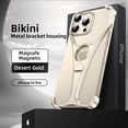 thumbnail image 4 of ELEHOLD Aluminum Alloy Frameless For iPhone 15 Pro, Compatible with Mag-Safe,Metal Magnetic Invisible Kickstand Metal Frameless Design Slim Fit Bumper Shockproof Case For iPhone 15 Pro,Silver, 4 of 9