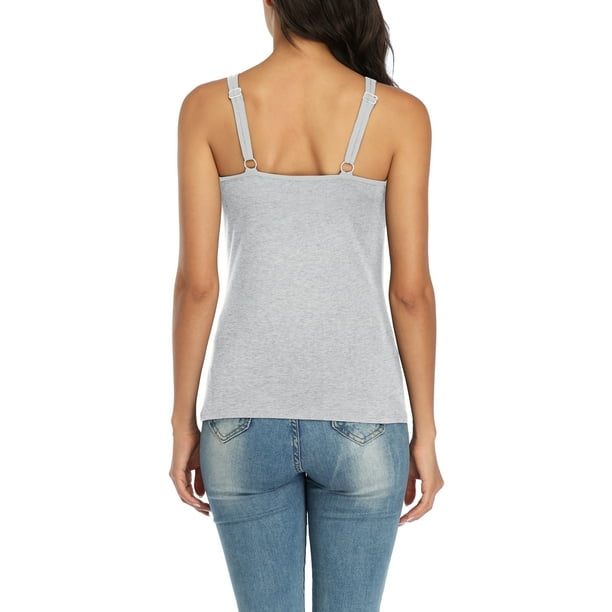 Tank Tops for Women with Built in Bra Basic Solid Wide Straps