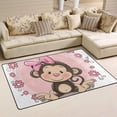 thumbnail image 2 of SKYSONIC Lightweight Soft Area Rugs Cute Monkey with Flowers Floor Mat for Kids Playing Room Hardwood Floor Living Room Nursery Rugs, 60x39 in, 2 of 6