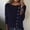 003 Navy, variant on Womens Solid Color Crew Neck Sweaters Casual Long Sleeve Lightweight Knit Side Button Pullover Sweaters