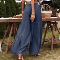 thumbnail image 6 of Satingcolo Linen Palazzo Pants for Women High Waist Tummy Control Wide Leg Pant Summer Flowy Loose Pull On Lounge Trousers, 6 of 7